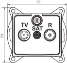 Kanlux DOMO antenna TV/R/SAT aljzat, átmenő, IP20, ezüst – átfűzött sat/jel