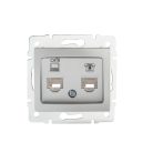 Számítógép és telefoncsatlakozó aljzat (RJ45 Cat 6+RJ11) DOMO
