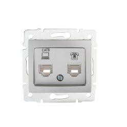   Számítógép és telefoncsatlakozó aljzat (RJ45 Cat 6+RJ11) DOMO