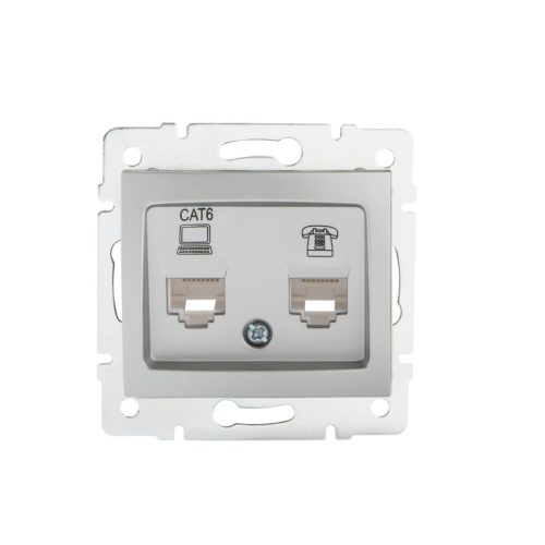 Számítógép és telefoncsatlakozó aljzat (RJ45 Cat 6+RJ11) DOMO