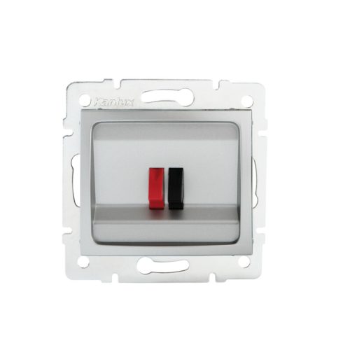 Kanlux DOMO szimpla hangszóró-csatlakozóaljzat, 10AX/250V AC, IP20, fehér, süllyesztett – tiszta hangátvitel