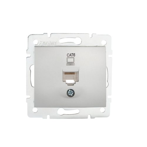 Kanlux DOMO adatcsatlakozó aljzat (RJ45 Cat6), ezüst, süllyesztett – gigabites LAN csatlakoztatásához
