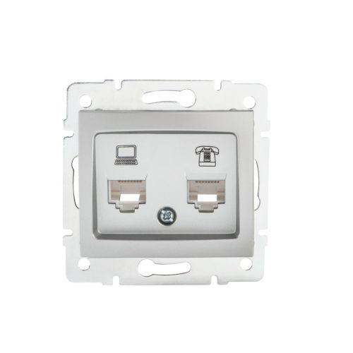 Számítógép és telefoncsatlakozó aljzat (RJ45 Cat 5e+RJ11) DOMO