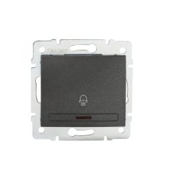   Kanlux DOMO LED-es csengő nyomókapcsoló, 10A/250V AC, IP20, grafit, fali süllyesztett – csengő LED jelzés