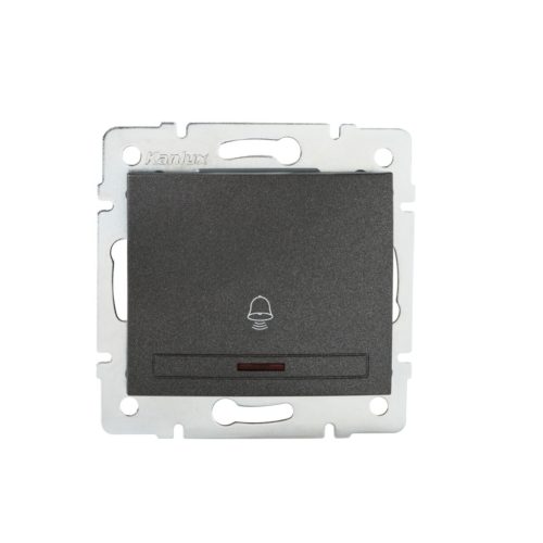 Kanlux DOMO LED-es csengő nyomókapcsoló, 10A/250V AC, IP20, grafit, fali süllyesztett – csengő LED jelzés