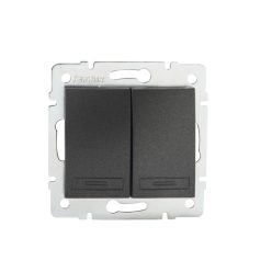   Kanlux DOMO dupla nyomókapcsoló, 10AX/250V AC, IP20, grafit, süllyesztett – két nyomógombos vezérlés