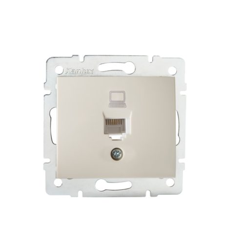 Kanlux DOMO adatcsatlakozó aljzat (RJ45 Cat5e), krém, süllyesztett – LAN csatlakoztatáshoz