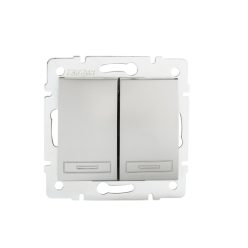   Kanlux DOMO dupla nyomókapcsoló, 10AX/250V AC, IP20, ezüst, süllyesztett – két nyomógombos vezérlés