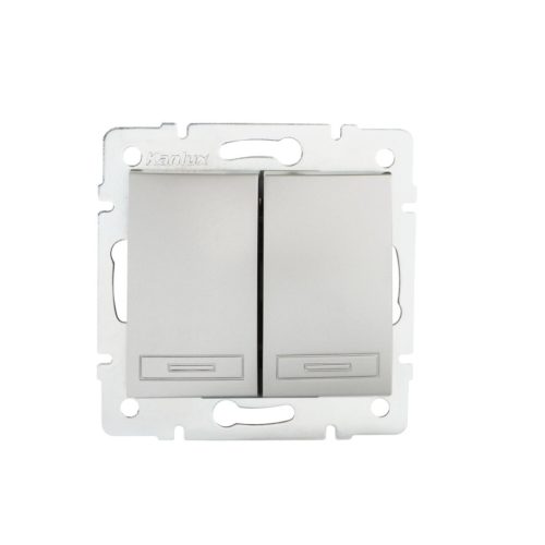Kanlux DOMO dupla nyomókapcsoló, 10AX/250V AC, IP20, ezüst, süllyesztett – két nyomógombos vezérlés