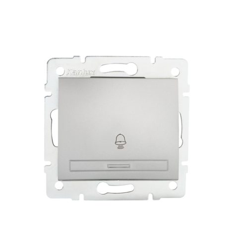 Kanlux MOWION, süllyesztett ezüst csengő nyomókapcsoló, keret nélküli, 10A/250V, DOMO 01-1030-243 ezüst - hosszú élettartam, 2 év garancia