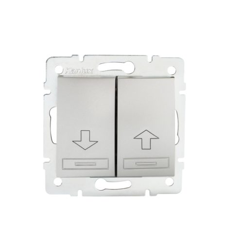 Kanlux DOMO redőnykapcsoló, 10AX/250V AC, IP20, ezüst, süllyesztett – fel/le mozgatás vezérléséhez