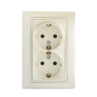 Kanlux DOMO Schuko földelt dupla dugalj, 16A/250V AC, gyöngyház fehér, süllyesztett – két eszköz egyidejű földelt csatlakoztatásához