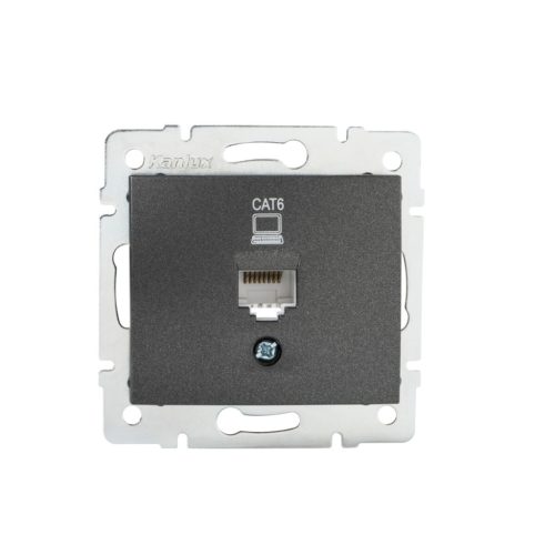 Kanlux DOMO adatcsatlakozó aljzat (RJ45 Cat6), grafit, süllyesztett – gigabites LAN csatlakoztatásához