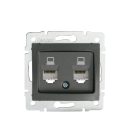 Dupla, független számítógép-csatlakozó (2x RJ45Cat 5e Jack) DOMO
