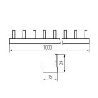 Kanlux 230/400V AC KBBI‑3x18 réz soroló sín, fésűs – 3 pólusú, 29×15×1000 mm, DIN sínre szerelhető, 5 év garancia