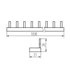 Kanlux 230/400V AC KBBI‑4x14 réz soroló sín, fésűs – 4 pólusú, 29×21×1030 mm, DIN sínre szerelhető, 5 év garancia