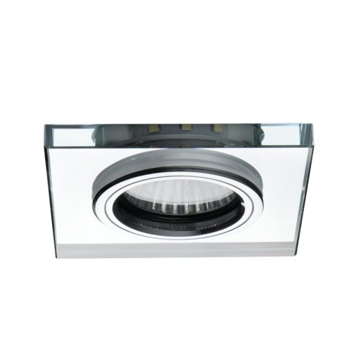 Kanlux GU10, IP20, 90x90 mm, ezüst, üveg házas, szögletes mennyezeti spot lámpatest, SOREN