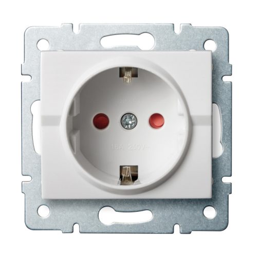 Kanlux 16A/250V AC, IP20, fehér, fali süllyesztett Schuko földelt dugalj gyermekvédelemmel, LOGI – egy eszköz biztonságos csatlakoztatásához