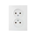 Kanlux 16A/250V AC, fehér, dupla teljes csatlakozóaljzat (földelés nélküli), LOGI – két lámpa/csoport vezérléséhez