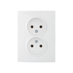   Kanlux 16A/250V AC, fehér, dupla teljes csatlakozóaljzat (földelés nélküli), LOGI – két lámpa/csoport vezérléséhez