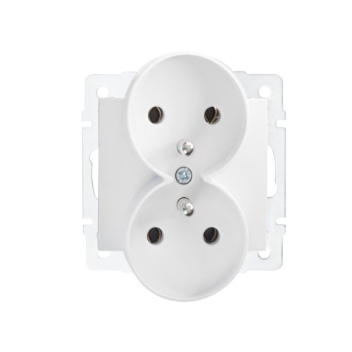 Kanlux 16A/250V AC, fehér, dupla francia csatlakozóaljzat földeléssel, LOGI – két lámpa/csoport vezérléséhez