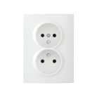 Kanlux 16A/250V AC, fehér, dupla teljes csatlakozóaljzat (földelés nélküli), LOGI – két lámpa/csoport vezérléséhez