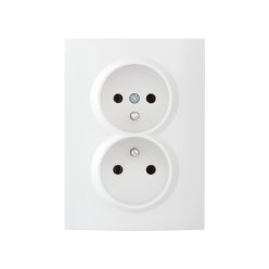   Kanlux 16A/250V AC, fehér, dupla teljes csatlakozóaljzat (földelés nélküli), LOGI – két lámpa/csoport vezérléséhez