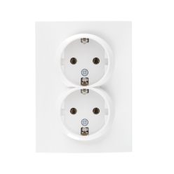   Kanlux 16A/250V AC, IP20, fehér, fali süllyesztett Schuko földelt dupla dugalj komplett – két eszköz egyidejű csatlakoztatásához