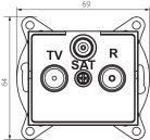 Kanlux 3 kivezetéses, IP20, krém színű, süllyesztett RTV‑SAT átmenő antennacsatlakozó aljzat, Logi – optimális TV/SAT jel átviteléhez