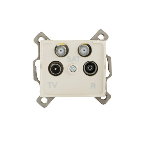 Kanlux 10AX/250V AC, IP20, krémszínű, fali süllyesztett TV-2xSAT csatlakozóaljzat, LOGI – végzáró kialalkítással, 4 aljzattal a TV/SAT jel átviteléhez