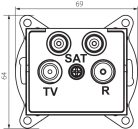 Kanlux 10AX/250V AC, IP20, krémszínű, fali süllyesztett TV-2xSAT csatlakozóaljzat, LOGI – végzáró kialalkítással, 4 aljzattal a TV/SAT jel átviteléhez