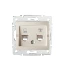 Kanlux 2 kivezetéses, IP20, krém színű, süllyesztett kivitelű dupla számítógép és telefon csatlakozóaljzat RJ45 Cat 5e+RJ11, Logi