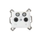 Kanlux 10AX/250V AC, IP20, fehér, fali süllyesztett TV-2xSAT csatlakozóaljzat, LOGI – végzáró kialakítással, 4 aljzattal a TV/SAT jel átviteléhez