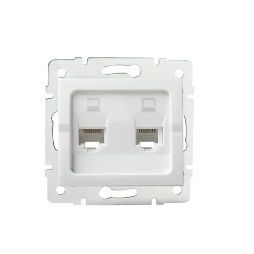 Kanlux RJ45 Cat 5e, IP20, fehér, süllyesztett dupla számítógépes csatlakozóaljzat, Logi – két eszköz önálló hálózati csatlakoztatásához