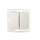 Kanlux 10A, 250V, 71x71 mm, IP20, krémszínű, fali süllyesztett dupla nyomókapcsoló, Logi – egy fényforrás két helyről történő vezérléséhez