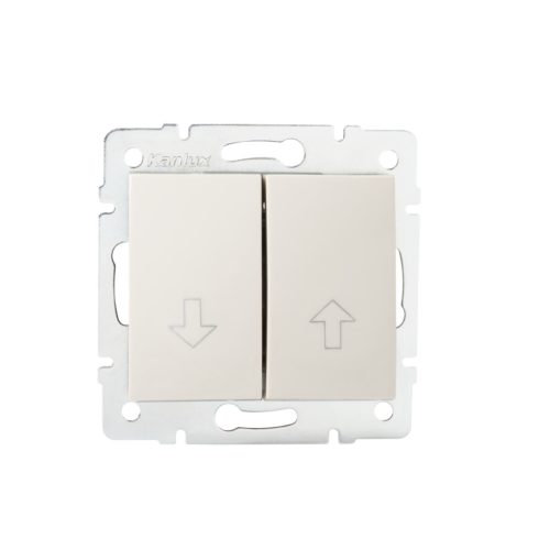 Kanlux 10AX/250V AC, IP20, krémszínű, fali süllyesztett dupla nyomókapcsoló, LOGI – egy fényforrás két helyről történő vezérléséhez