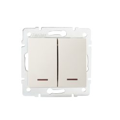   Kanlux 10AX/250V AC, IP20, krémszínű, fali süllyesztett dupla csillárkapcsoló, Logi – LED jelzőfénnyel csengő kapcsoló vezérléséhez