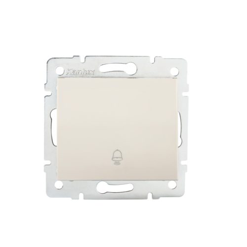 Kanlux 10A, 250V, 71x71 mm, IP20, krémszínű, fali süllyesztett csengő nyomókapcsoló, Logi – csengő kapcsoló vezérléséhez