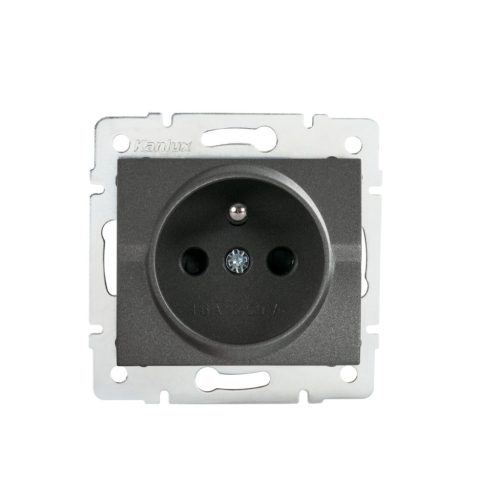 Kanlux 16A/250V AC, grafit, szimpla francia csatlakozóaljzat érintkezés védelemmel, LOGI – egy lámpa/csoport vezérléséhez