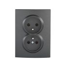 Kanlux 16A/250V AC, grafit, dupla teljes francia csatlakozóaljzat, LOGI – két lámpa/csoport vezérléséhez