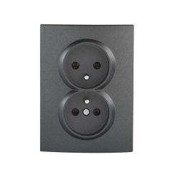   Kanlux 16A/250V AC, grafit, dupla teljes francia csatlakozóaljzat, LOGI – két lámpa/csoport vezérléséhez