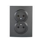 Kanlux 16A/250V AC, grafit, dupla teljes csatlakozóaljzat (földelés nélküli), LOGI – két lámpa/csoport vezérléséhez