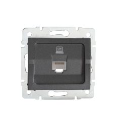   Kanlux RJ45 Cat 6, IP20, grafit, fali süllyesztett dupla számítógépes csatlakozóaljzat, LOGI – nagysebességű LAN-csatlakozás két eszközhöz