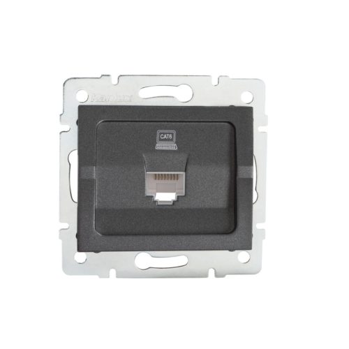 Kanlux RJ45 Cat 6, IP20, grafit, fali süllyesztett dupla számítógépes csatlakozóaljzat, LOGI – nagysebességű LAN-csatlakozás két eszközhöz
