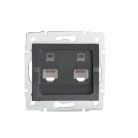 Kanlux RJ45 Cat 5e, IP20, grafit, süllyesztett dupla számítógépes csatlakozóaljzat, Logi – két eszköz önálló hálózati csatlakoztatásához