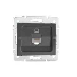   Kanlux, grafit, fali süllyesztett szimpla számítógép-csatlakozó (2x RJ45Cat 5e Jack), Logi – egy eszköz önálló LAN-csatlakoztatásához