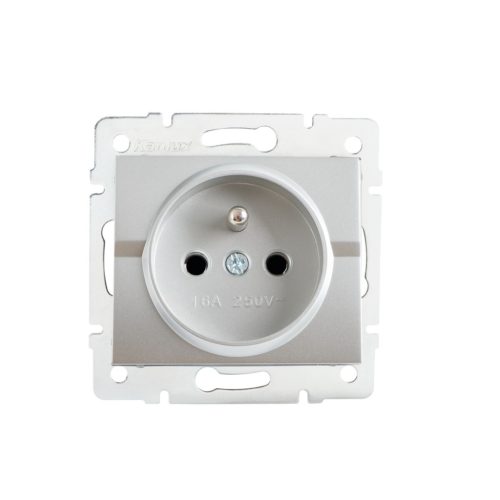 Kanlux 16A/250V AC, ezüst, szimpla francia csatlakozóaljzat érintkezés védelemmel, LOGI – egy lámpa/csoport vezérléséhez