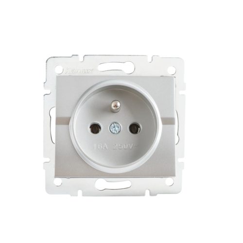Kanlux 16A/250V AC, ezüst, szimpla francia csatlakozóaljzat, LOGI – egy lámpa/csoport vezérléséhez