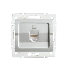   Kanlux, ezüst, fali süllyesztett szimpla számítógép-csatlakozó (2x RJ45 Cat 5e), Logi – egy eszköz önálló LAN-csatlakoztatásához