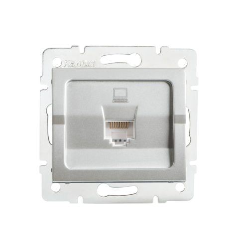 Kanlux, ezüst, fali süllyesztett szimpla számítógép-csatlakozó (2x RJ45 Cat 5e), Logi – egy eszköz önálló LAN-csatlakoztatásához